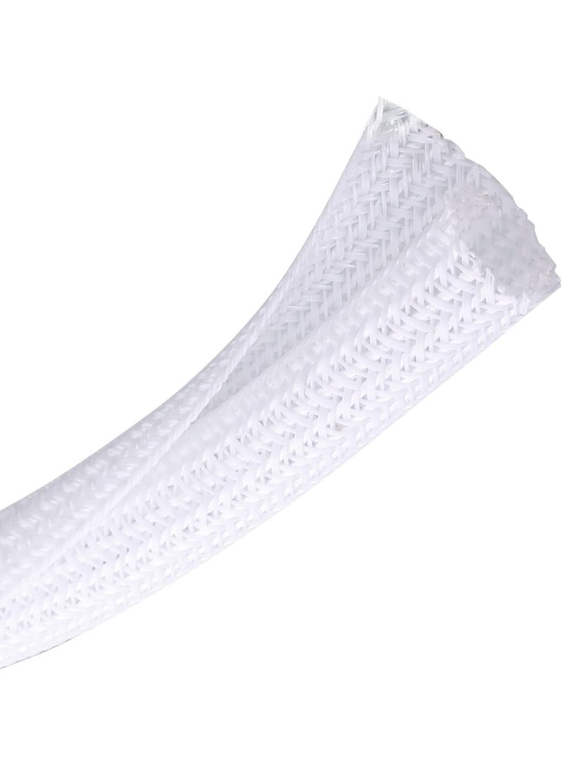 10ft - 1/2 inch Cord Protector Cable Sleeve Split Wire Loom Tubing for Power Cord Audio USB Cable, Cord Sleeve Cable Management for TV Computer, Cord Protectors from Pets Chewing (White) - Image 1